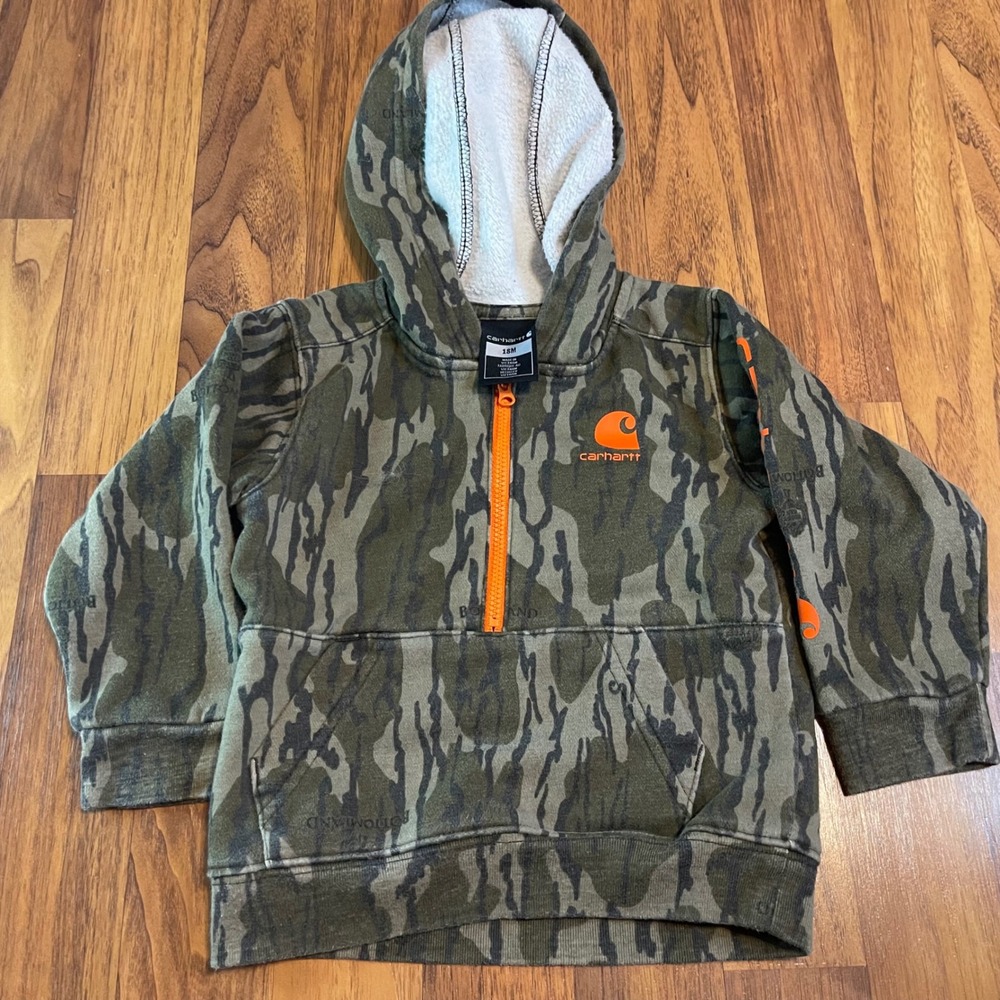 Carhartt Baby Boys 18M Camo Half Zip Hoodie Mossy Oak Bottomland TS6346-B Green